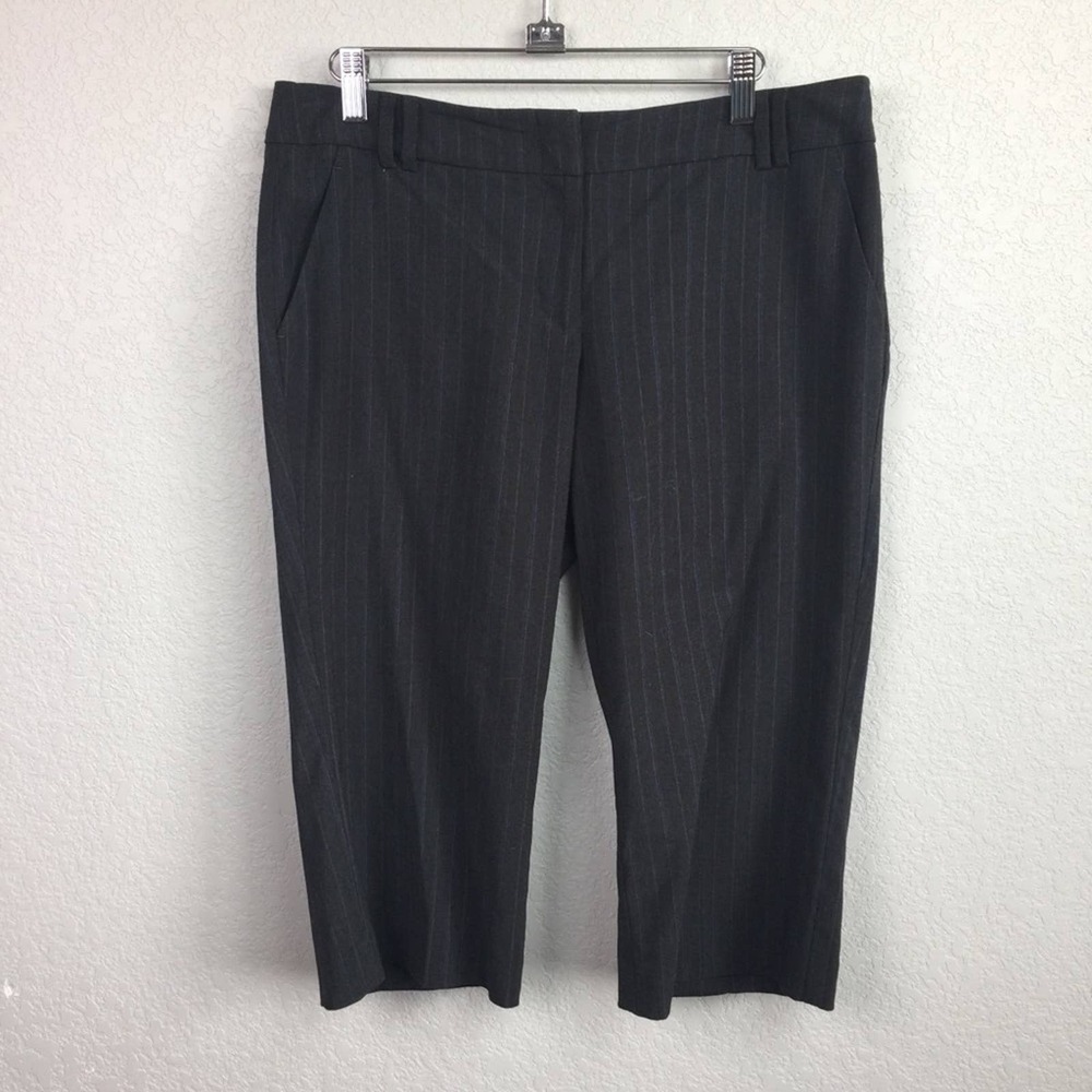 NEW YORK & CO Charcoal Striped Dress Crops Sz 8